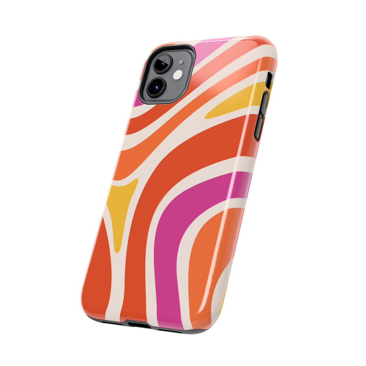 Retro Wave Tough Phone Case – Bright Abstract Orange, Pink & Yellow Protection