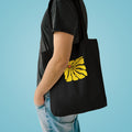 Yellow Daisy Square Tote — Cotton Tote Bag with Floral Puff Design