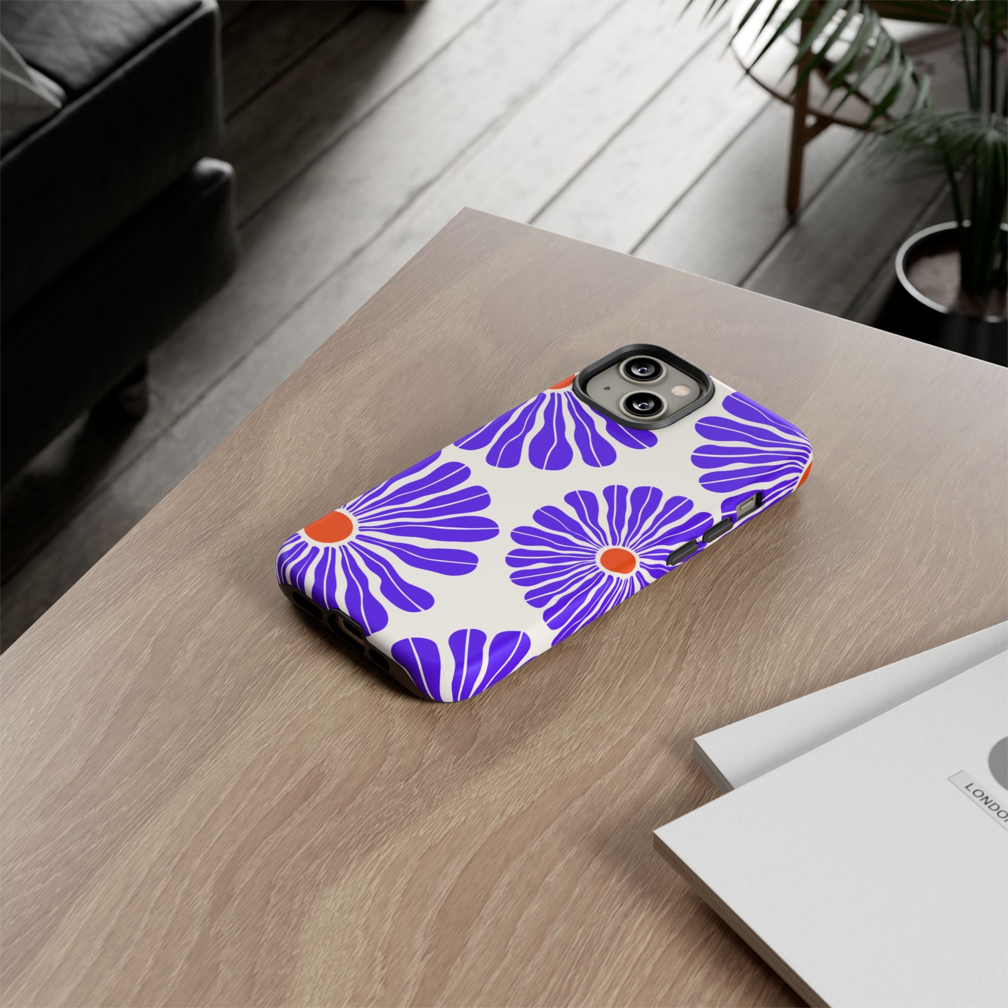 Purple Daisy Tough Phone Case — Bold Floral Protective Cover