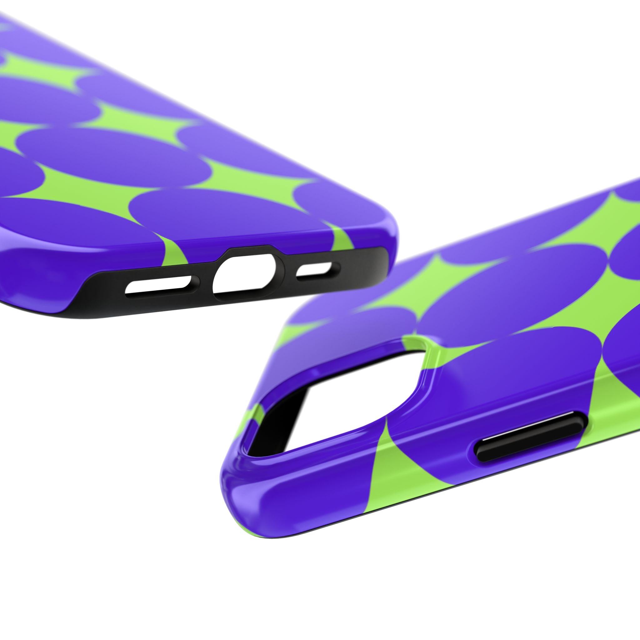 Tough Phone Case — Retro Purple & Lime Geometric Dot Design