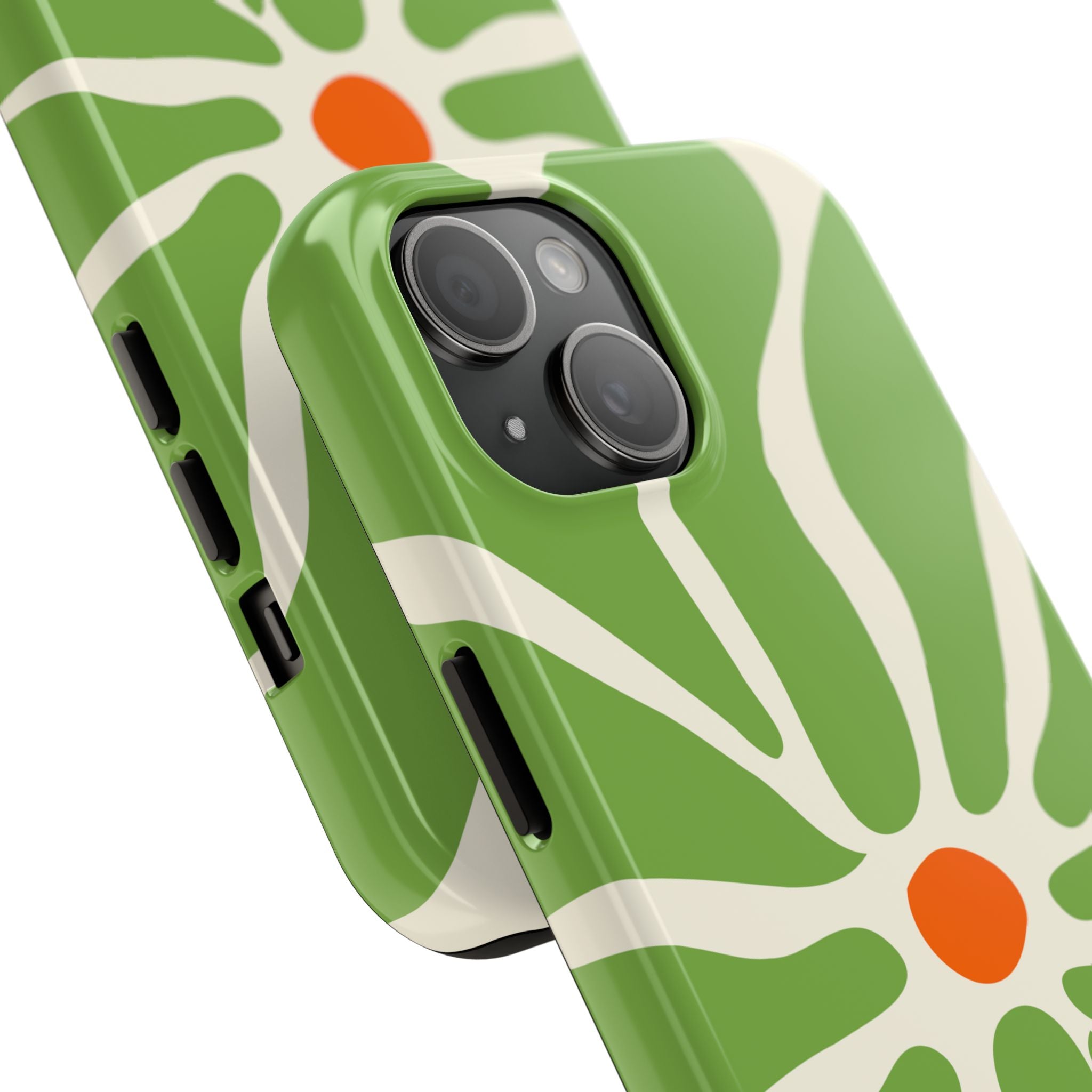 Green Daisy Tough Phone Case — Floral Protective Phone Cover