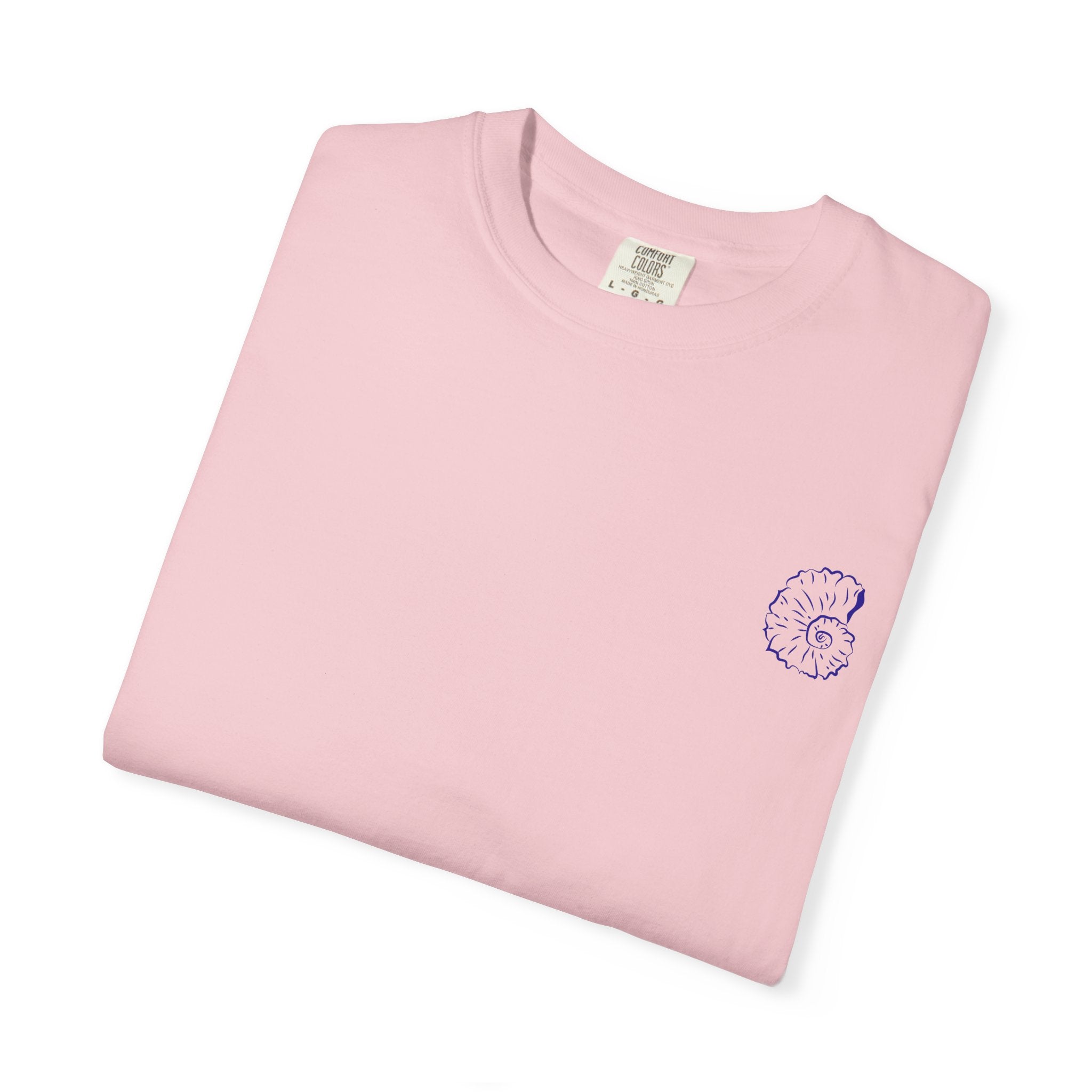 Seaside Shells T-Shirt — Blue Seashell Grid Graphic