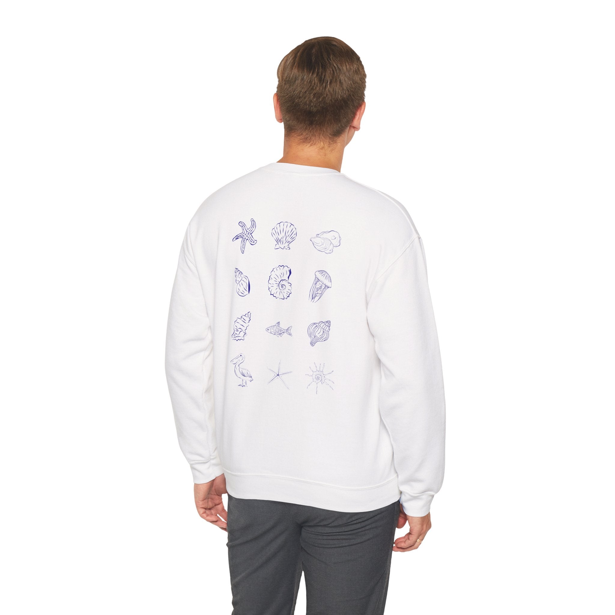 Sea Creature Crewneck Sweatshirt — Minimal Marine Illustration Pullover
