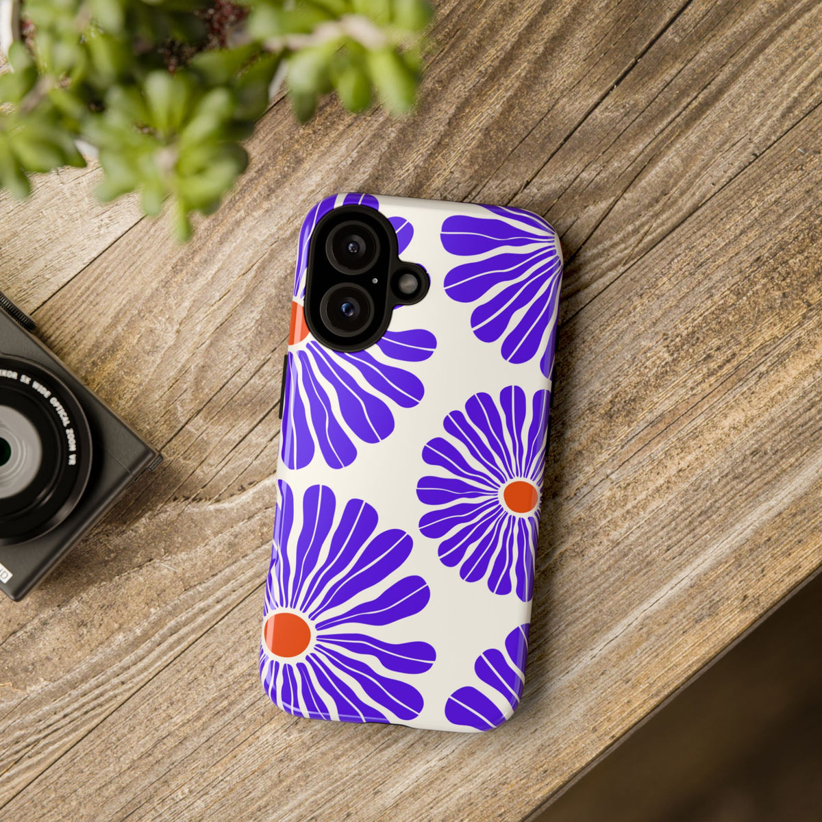 Purple Daisy Tough Phone Case — Bold Floral Protective Cover