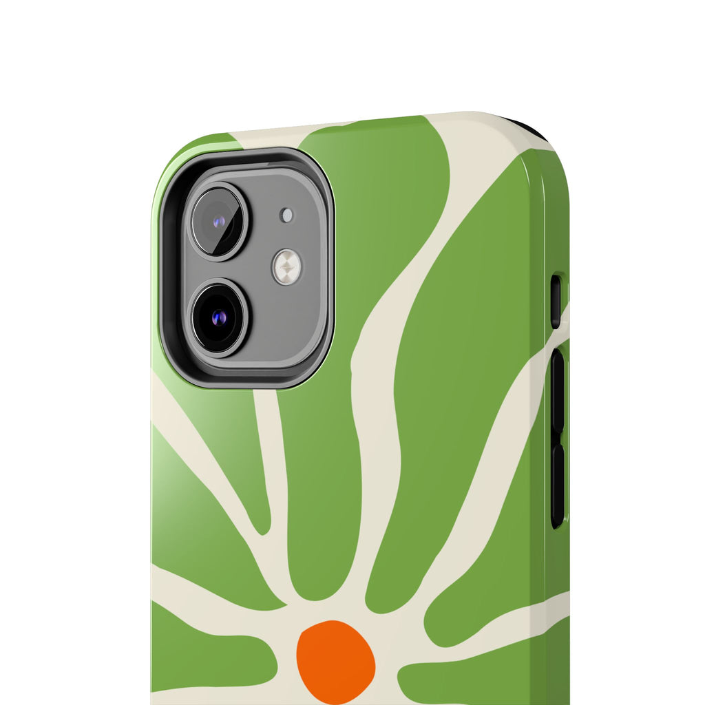 Green Daisy Tough Phone Case — Floral Protective Phone Cover