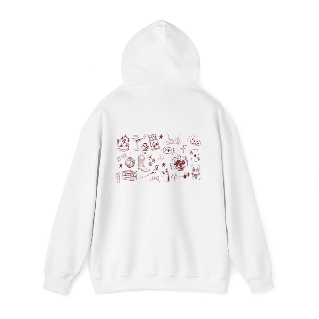 Minimalist Tarot Doodle Hoodie — Esoteric Symbols Back Print
