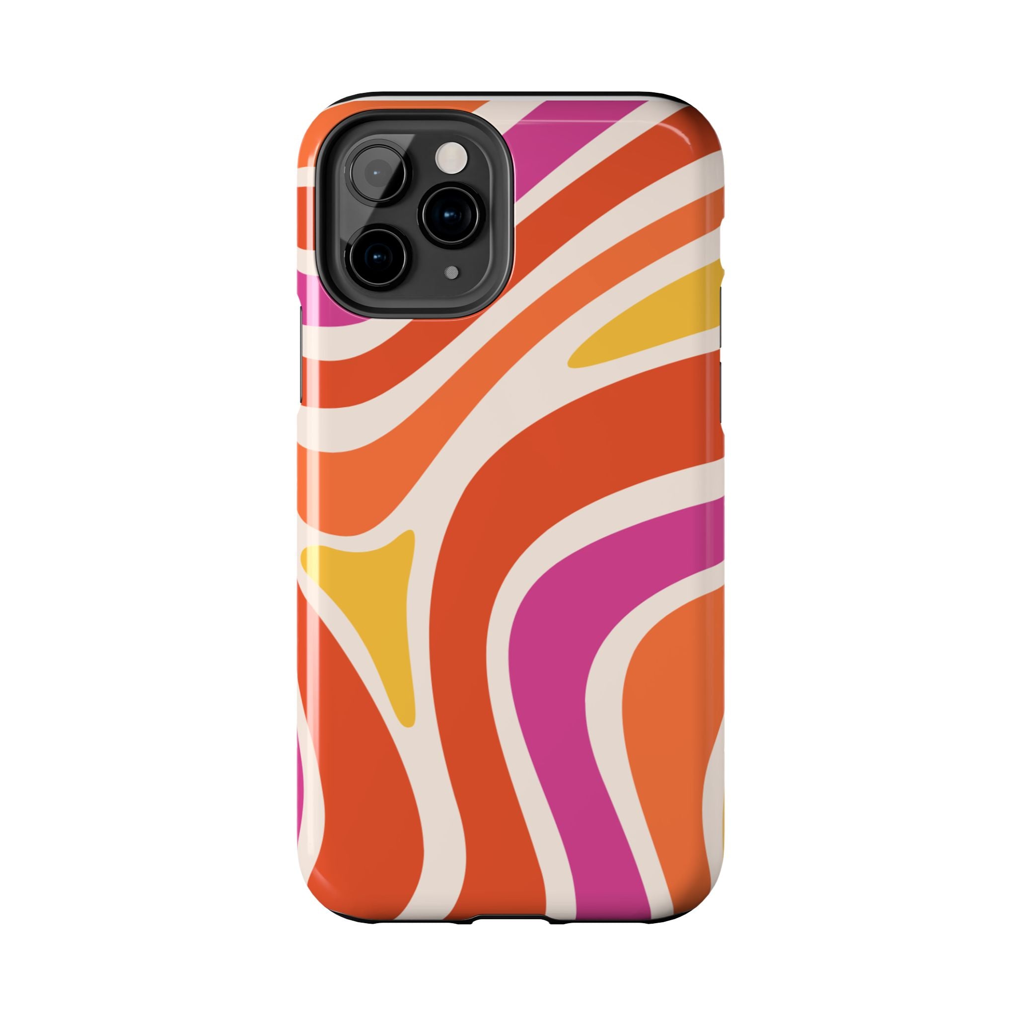 Retro Wave Tough Phone Case – Bright Abstract Orange, Pink & Yellow Protection