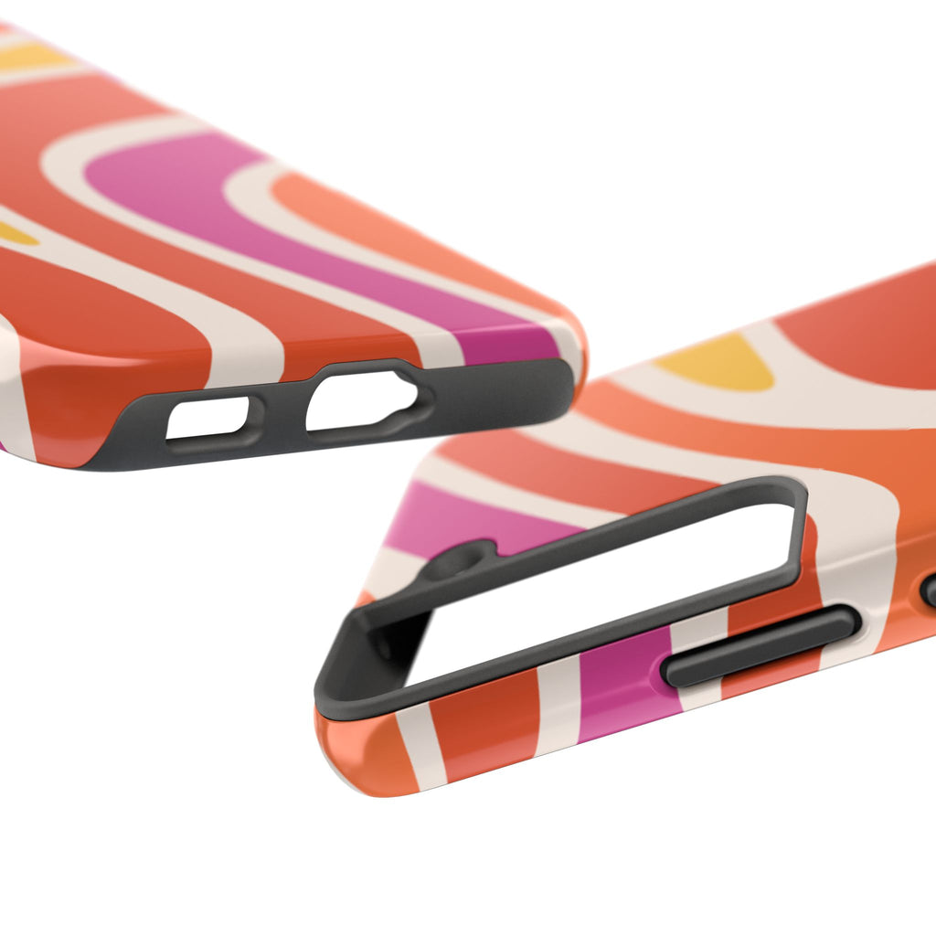 Retro Wave Tough Phone Case – Bright Abstract Orange, Pink & Yellow Protection