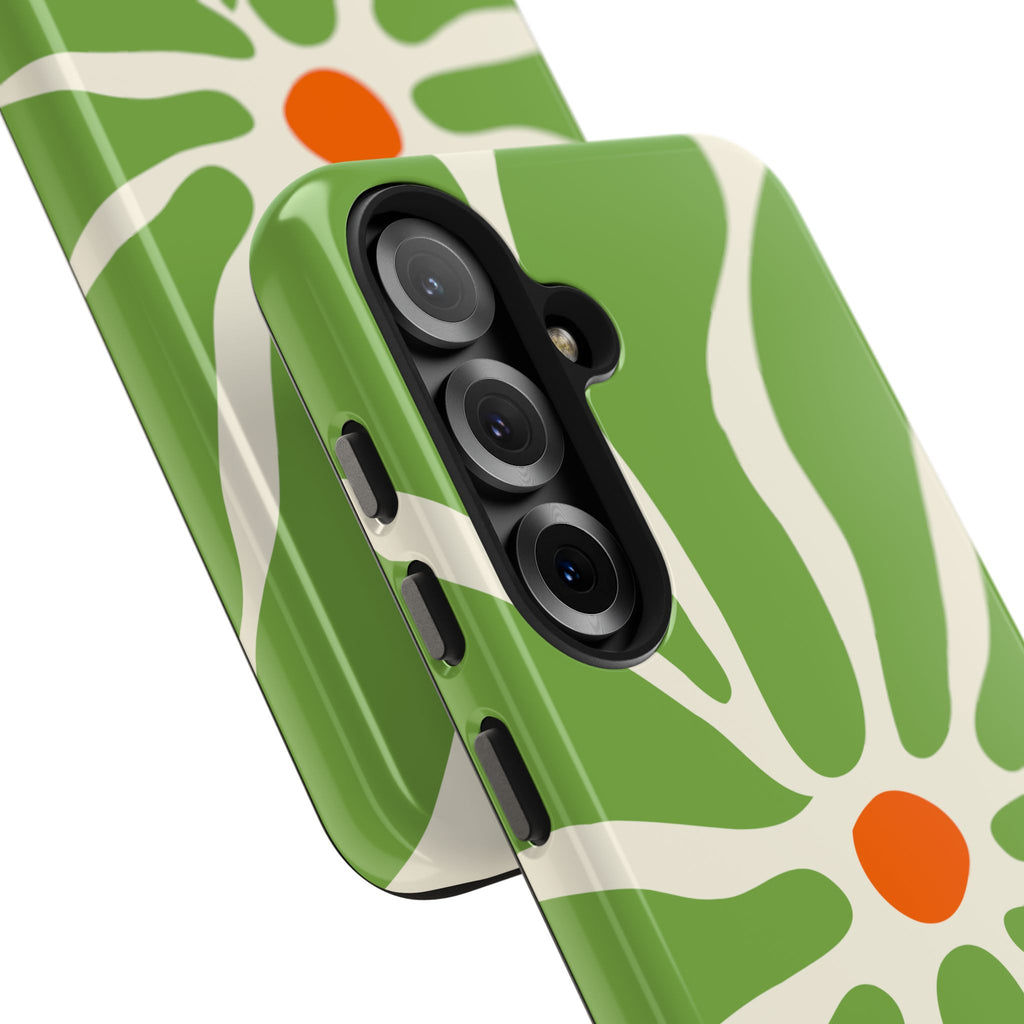 Green Daisy Tough Phone Case — Floral Protective Phone Cover