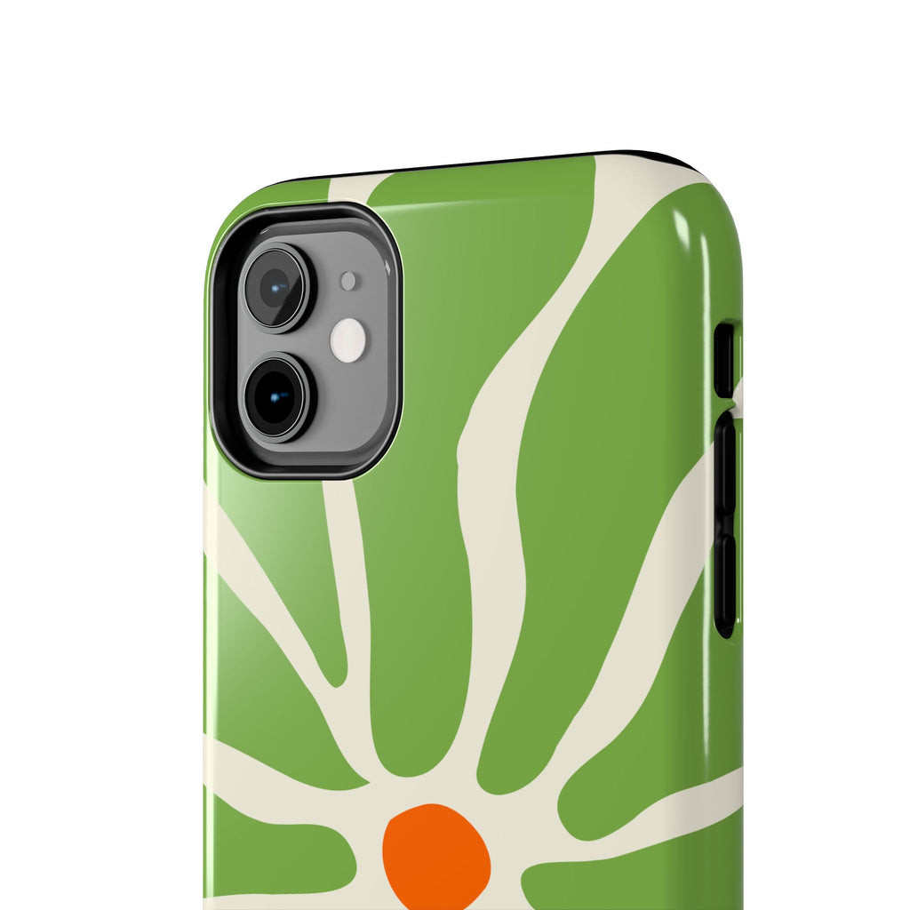 Green Daisy Tough Phone Case — Floral Protective Phone Cover