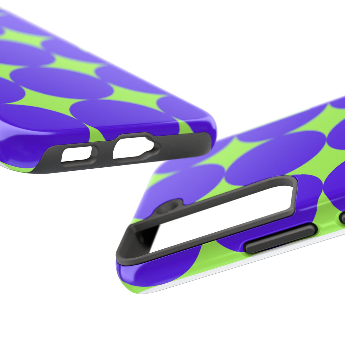 Tough Phone Case — Retro Purple & Lime Geometric Dot Design