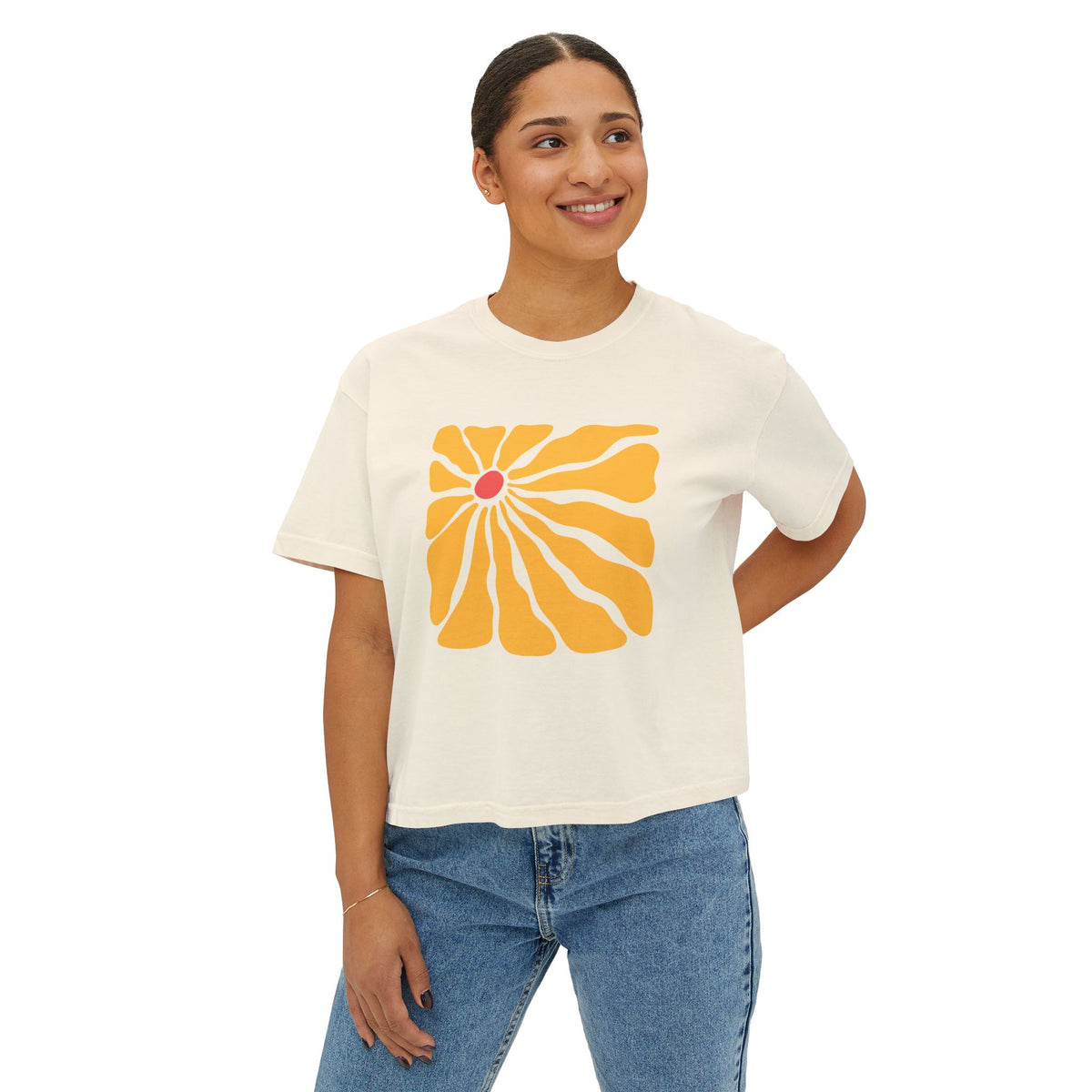 Retro Sunrise Flower Women's Boxy Tee