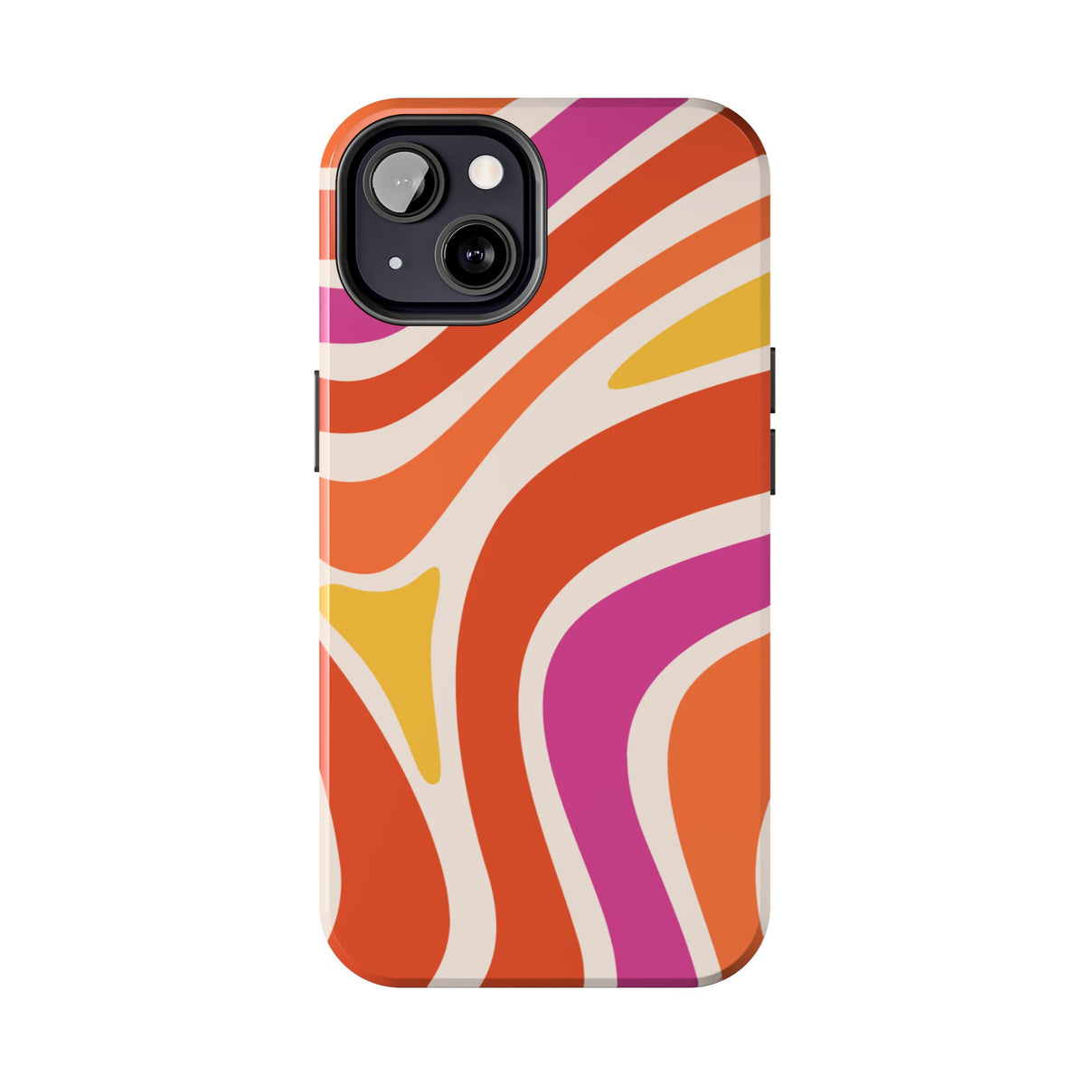 Retro Wave Tough Phone Case – Bright Abstract Orange, Pink & Yellow Protection