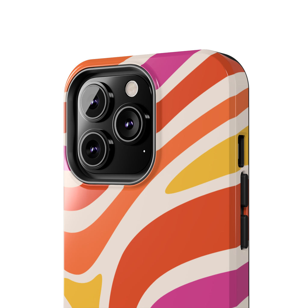 Retro Wave Tough Phone Case – Bright Abstract Orange, Pink & Yellow Protection