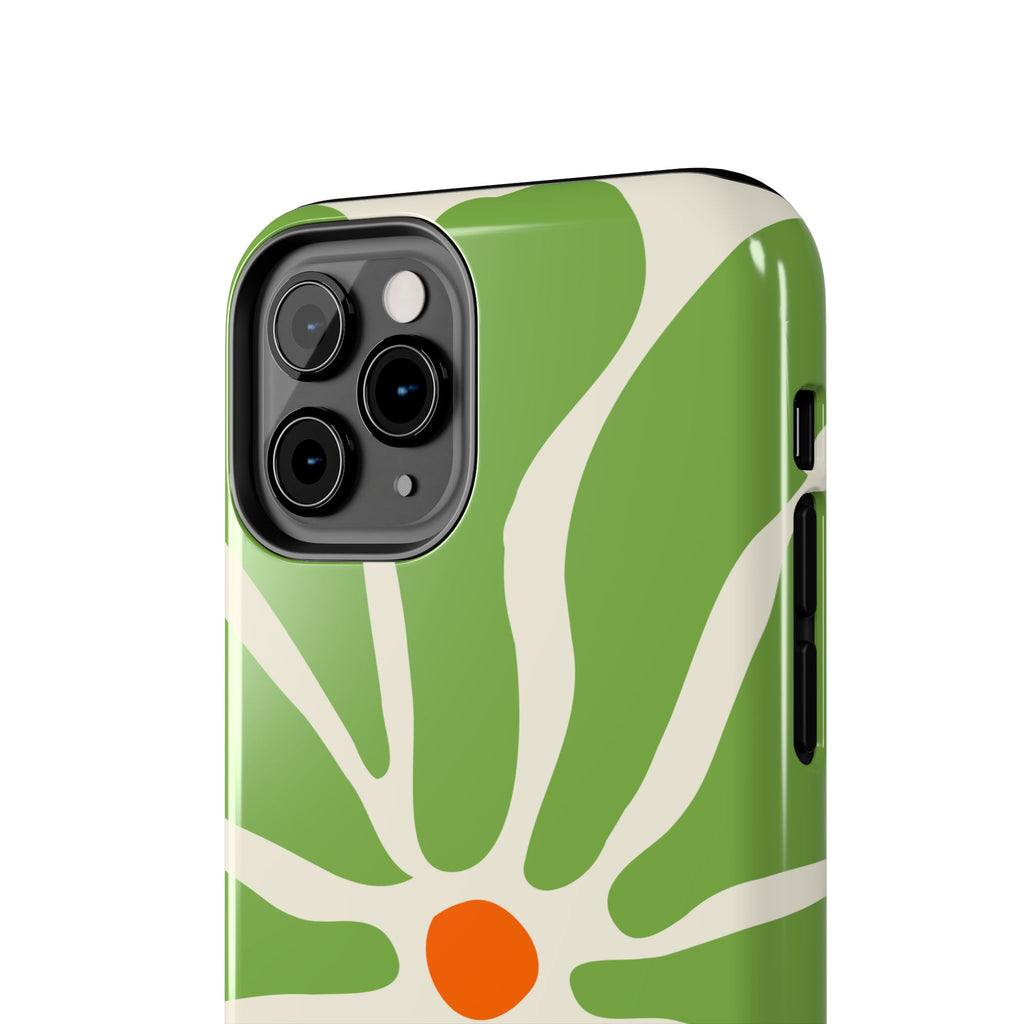 Green Daisy Tough Phone Case — Floral Protective Phone Cover