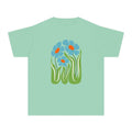 Youth Tee — Retro Floral Graphic Kids' T-Shirt, Blue & Red Flower Design