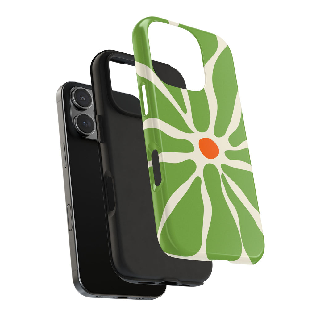 Green Daisy Tough Phone Case — Floral Protective Phone Cover