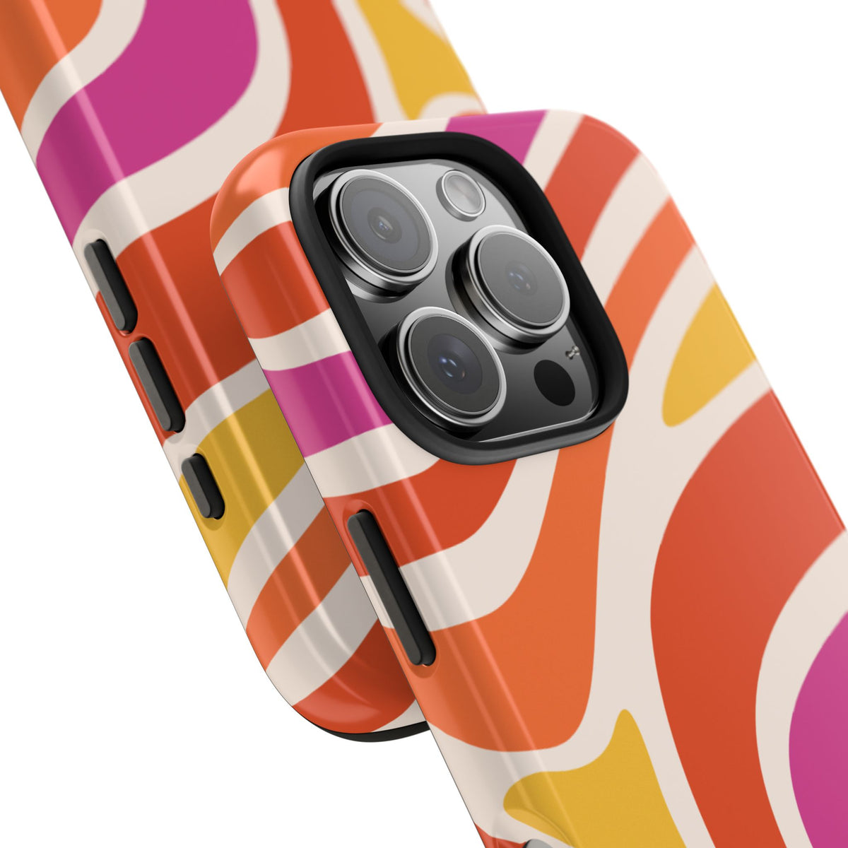 Retro Wave Tough Phone Case – Bright Abstract Orange, Pink & Yellow Protection