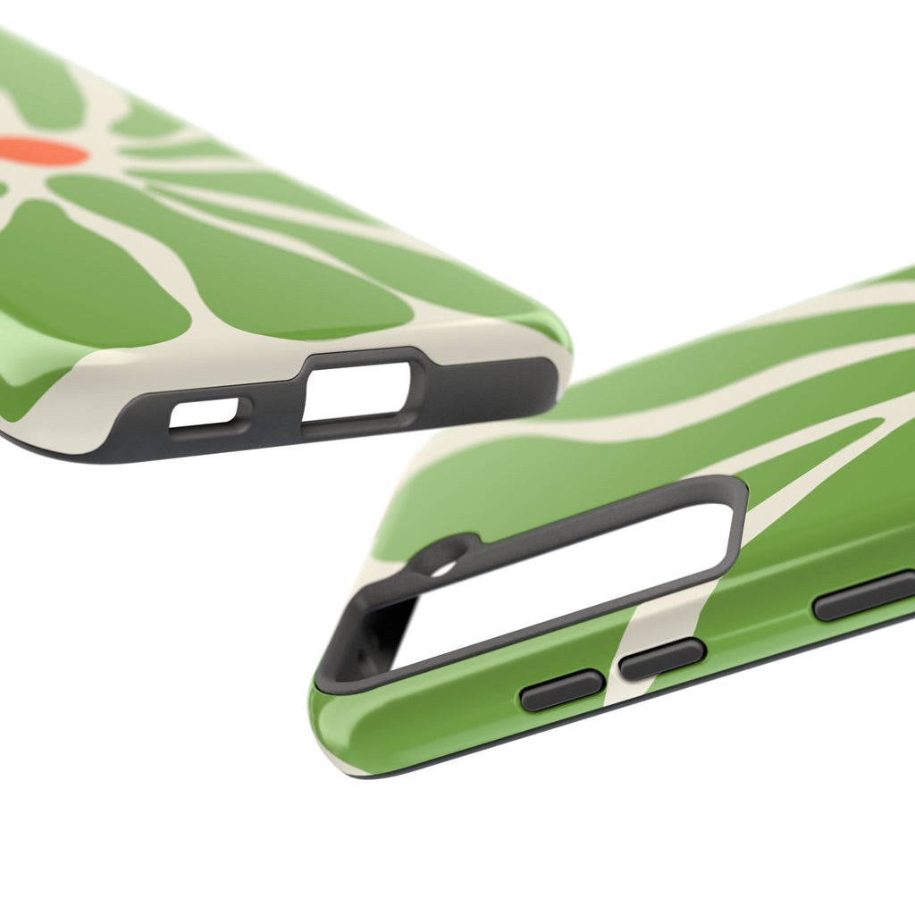 Green Daisy Tough Phone Case — Floral Protective Phone Cover