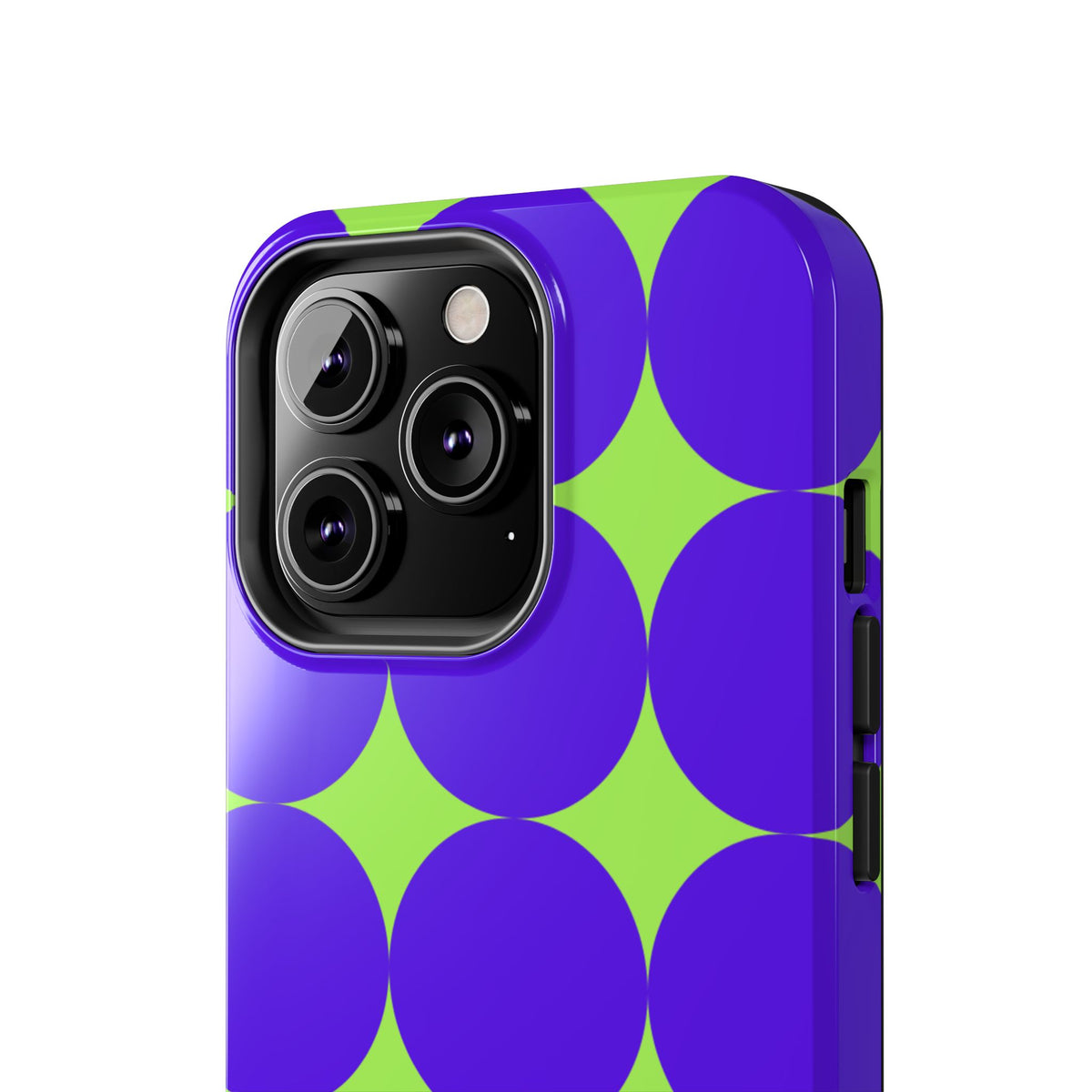 Tough Phone Case — Retro Purple & Lime Geometric Dot Design