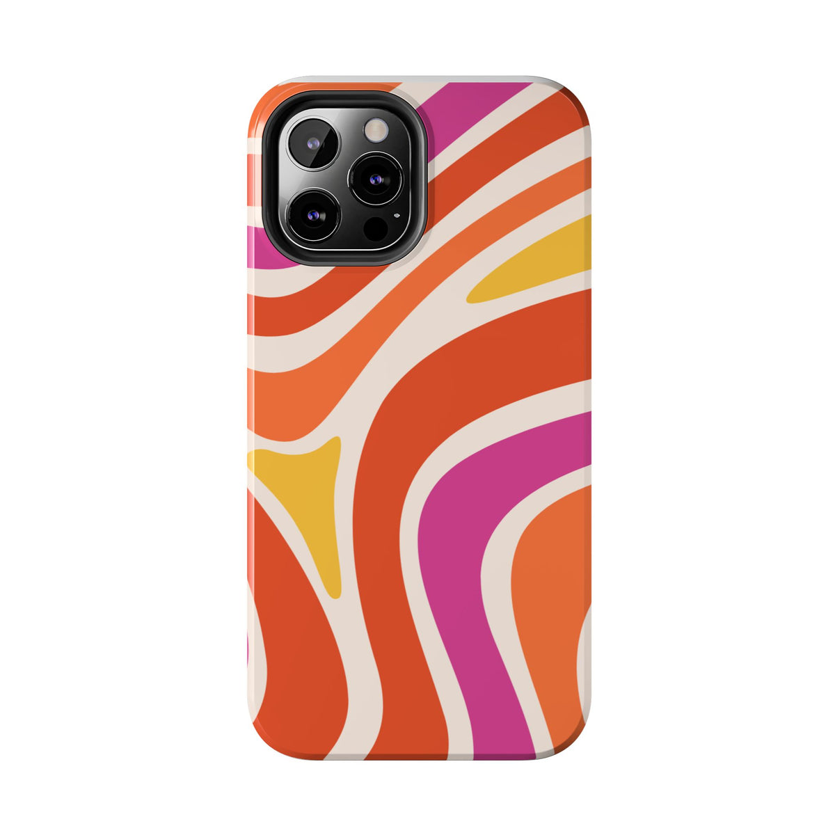 Retro Wave Tough Phone Case – Bright Abstract Orange, Pink & Yellow Protection