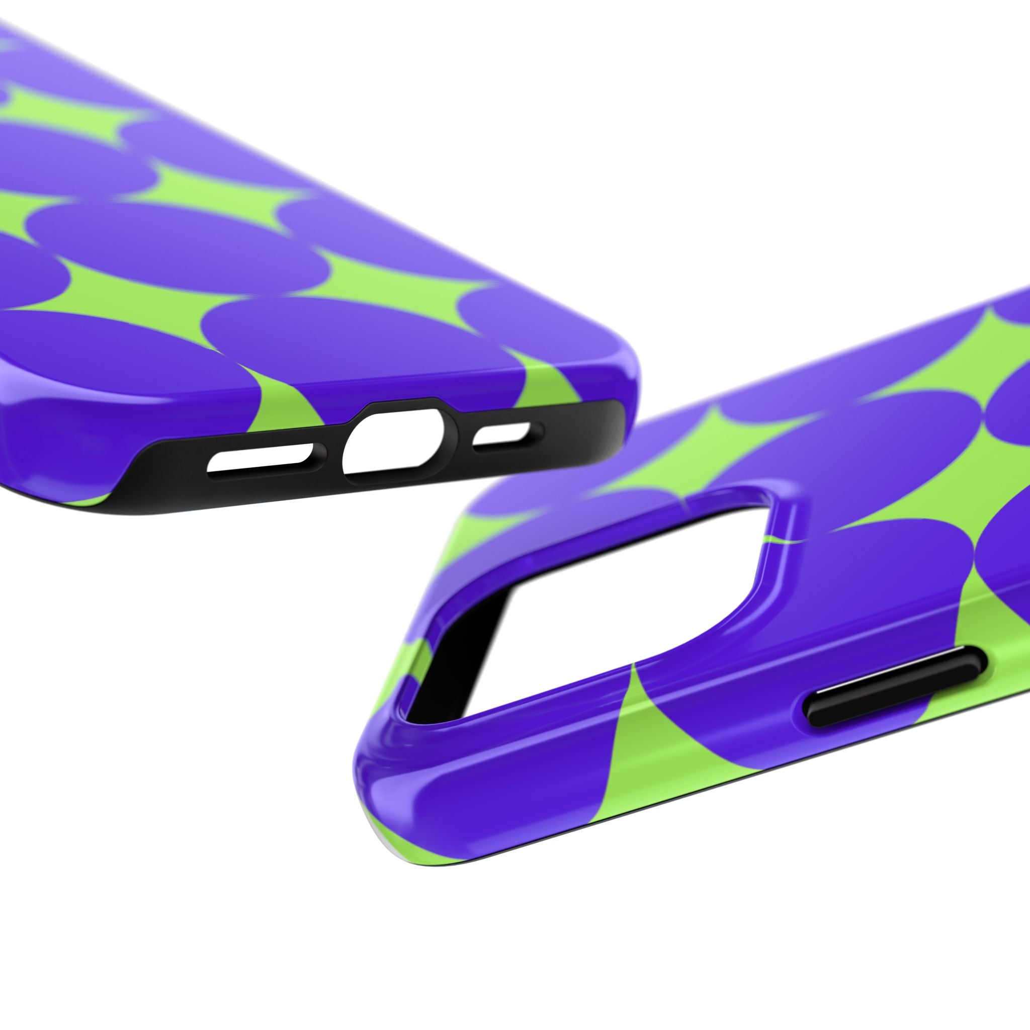 Tough Phone Case — Retro Purple & Lime Geometric Dot Design