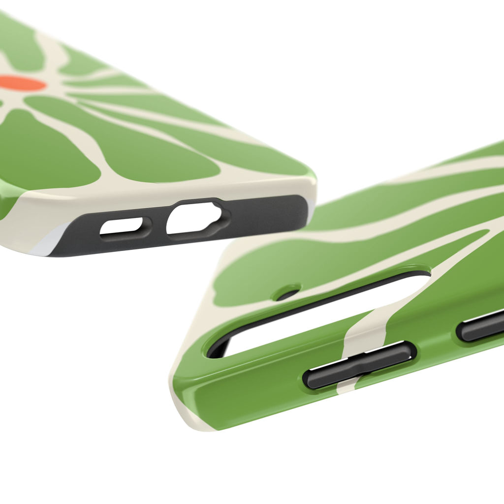 Green Daisy Tough Phone Case — Floral Protective Phone Cover