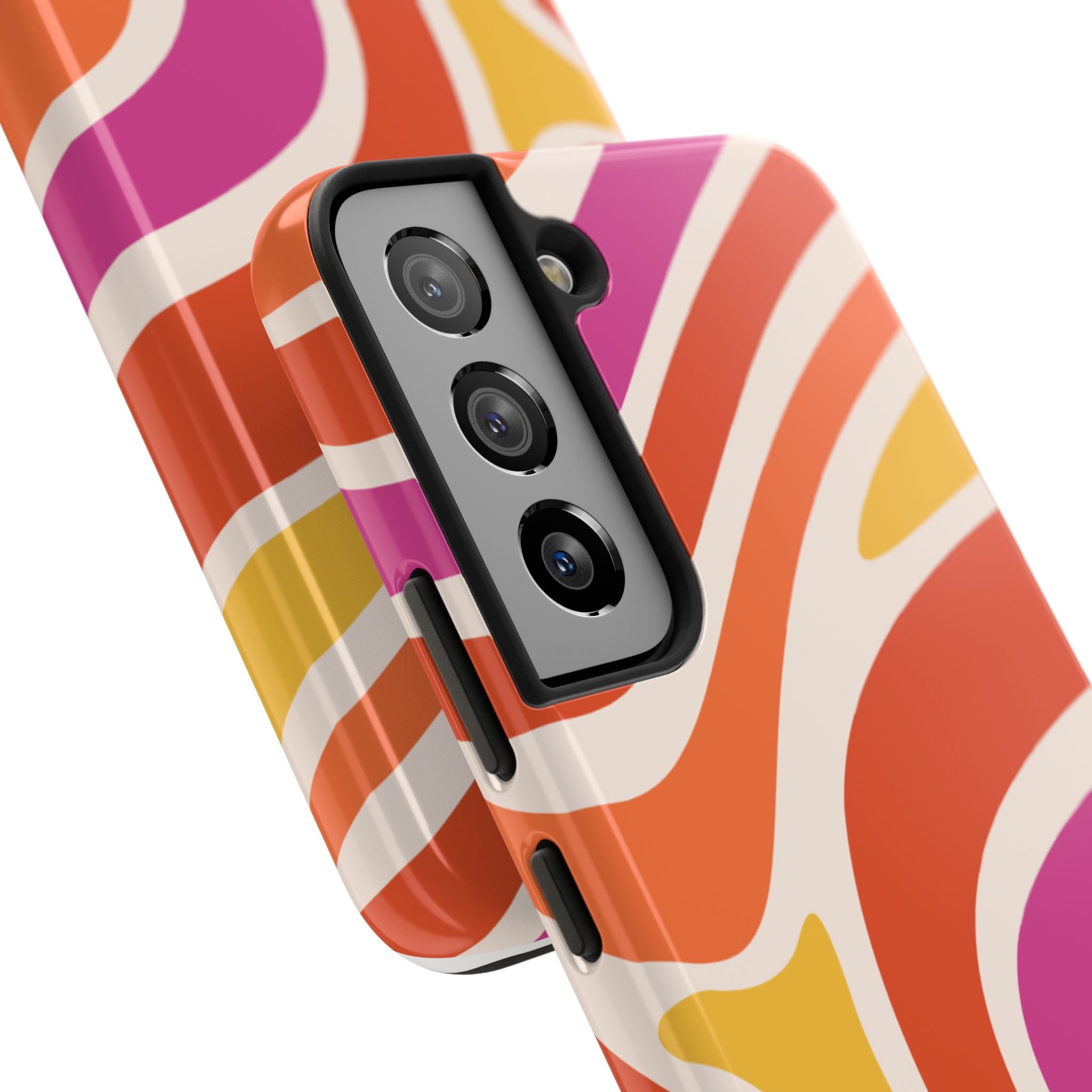 Retro Wave Tough Phone Case – Bright Abstract Orange, Pink & Yellow Protection