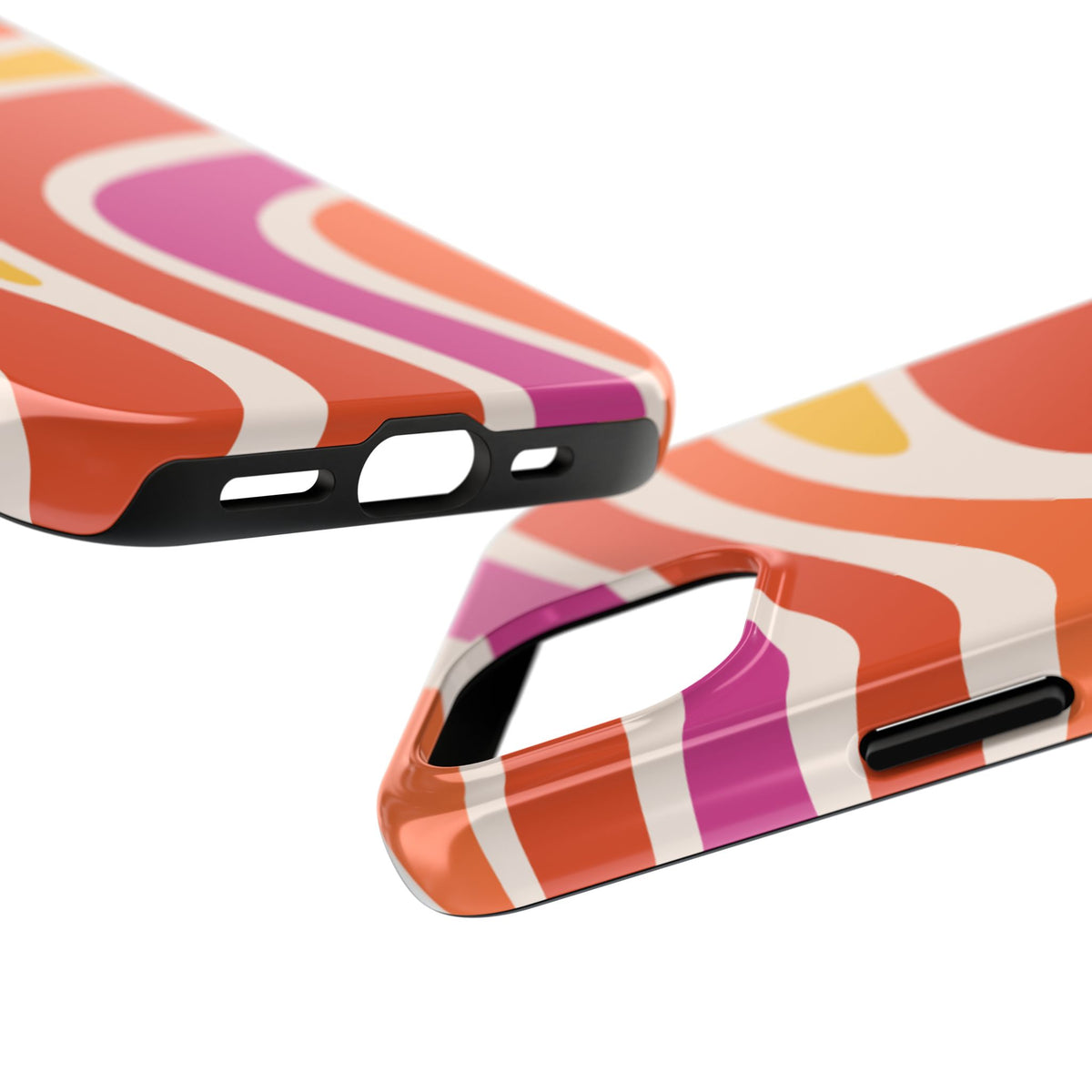 Retro Wave Tough Phone Case – Bright Abstract Orange, Pink & Yellow Protection