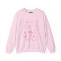 White Crewneck Sweatshirt with Pink Doodles — Minimal Animal Sketch Design