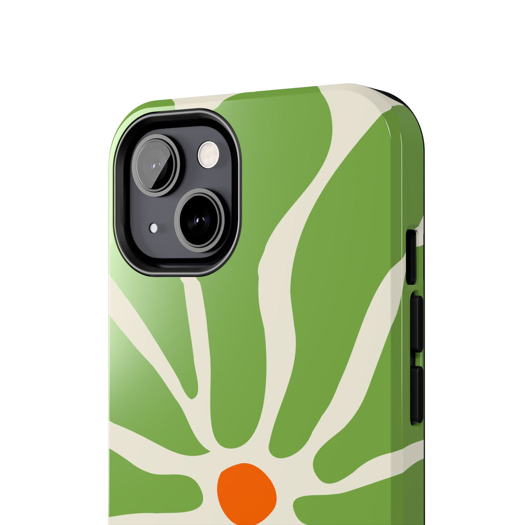 Green Daisy Tough Phone Case — Floral Protective Phone Cover