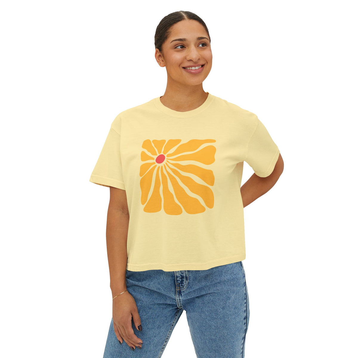 Retro Sunrise Flower Women's Boxy Tee