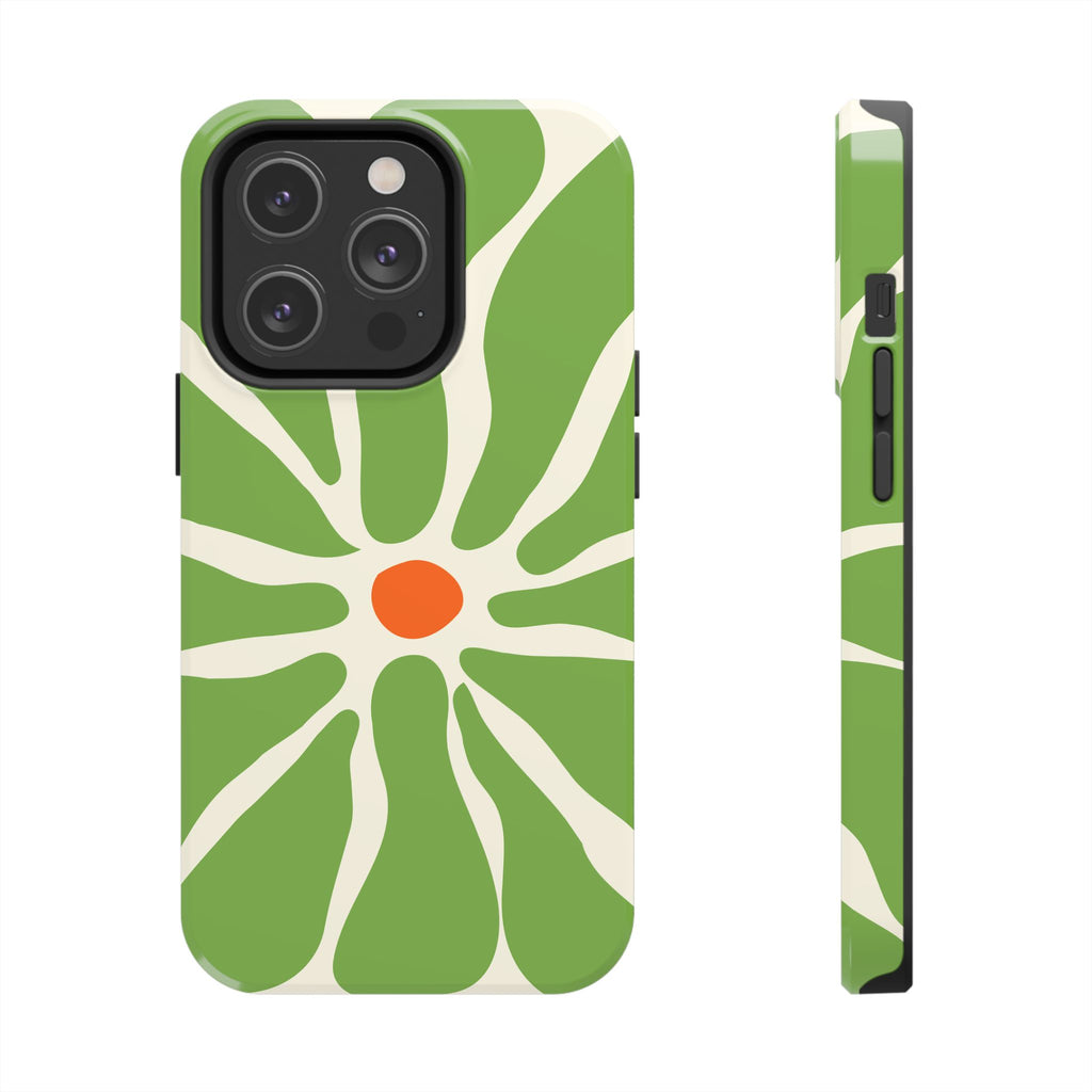 Green Daisy Tough Phone Case — Floral Protective Phone Cover