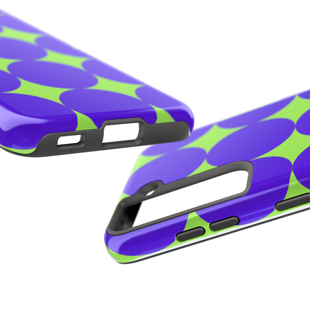 Tough Phone Case — Retro Purple & Lime Geometric Dot Design