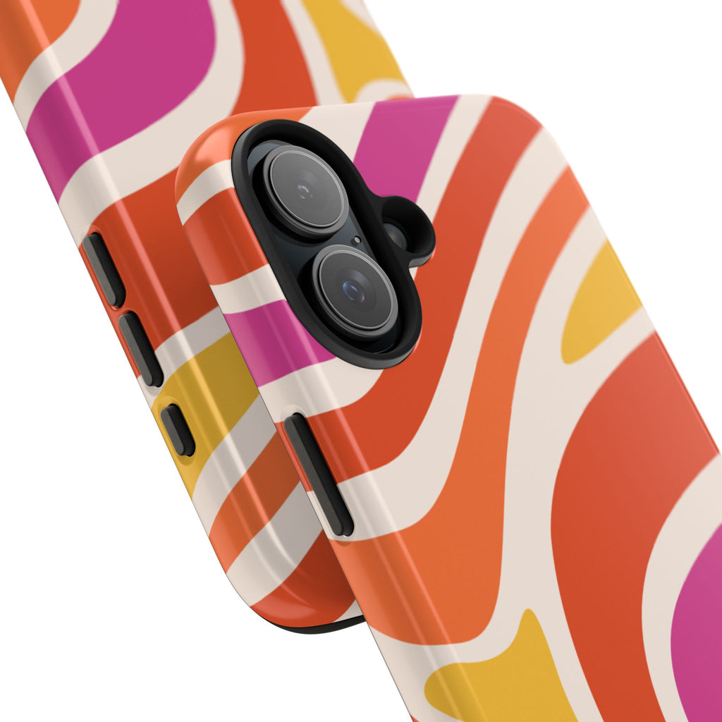 Retro Wave Tough Phone Case – Bright Abstract Orange, Pink & Yellow Protection