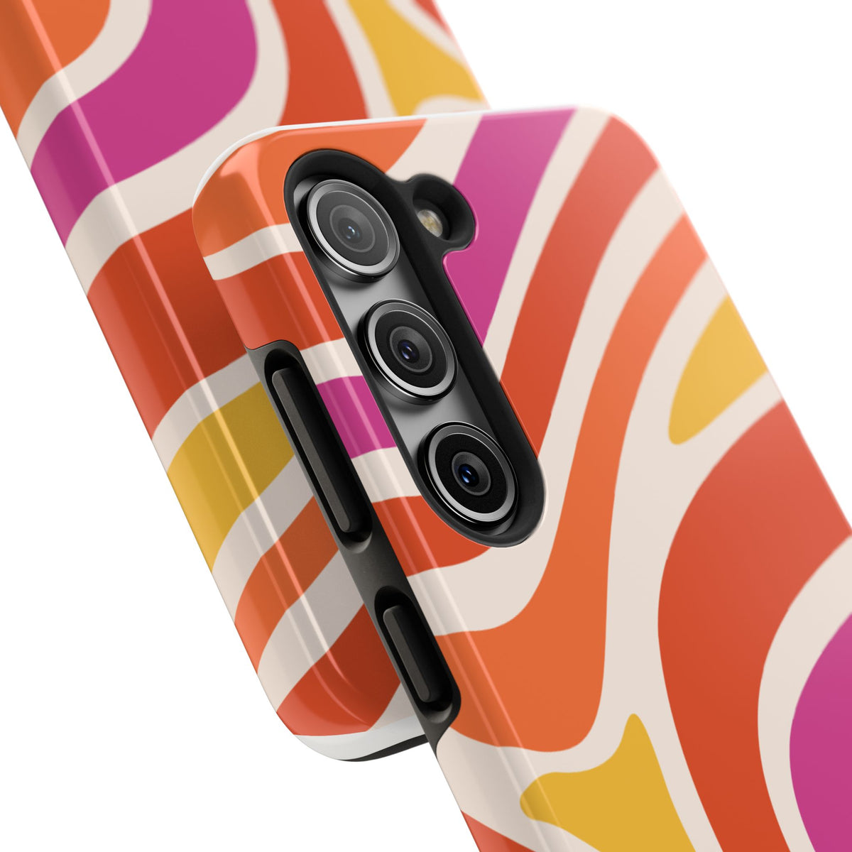 Retro Wave Tough Phone Case – Bright Abstract Orange, Pink & Yellow Protection