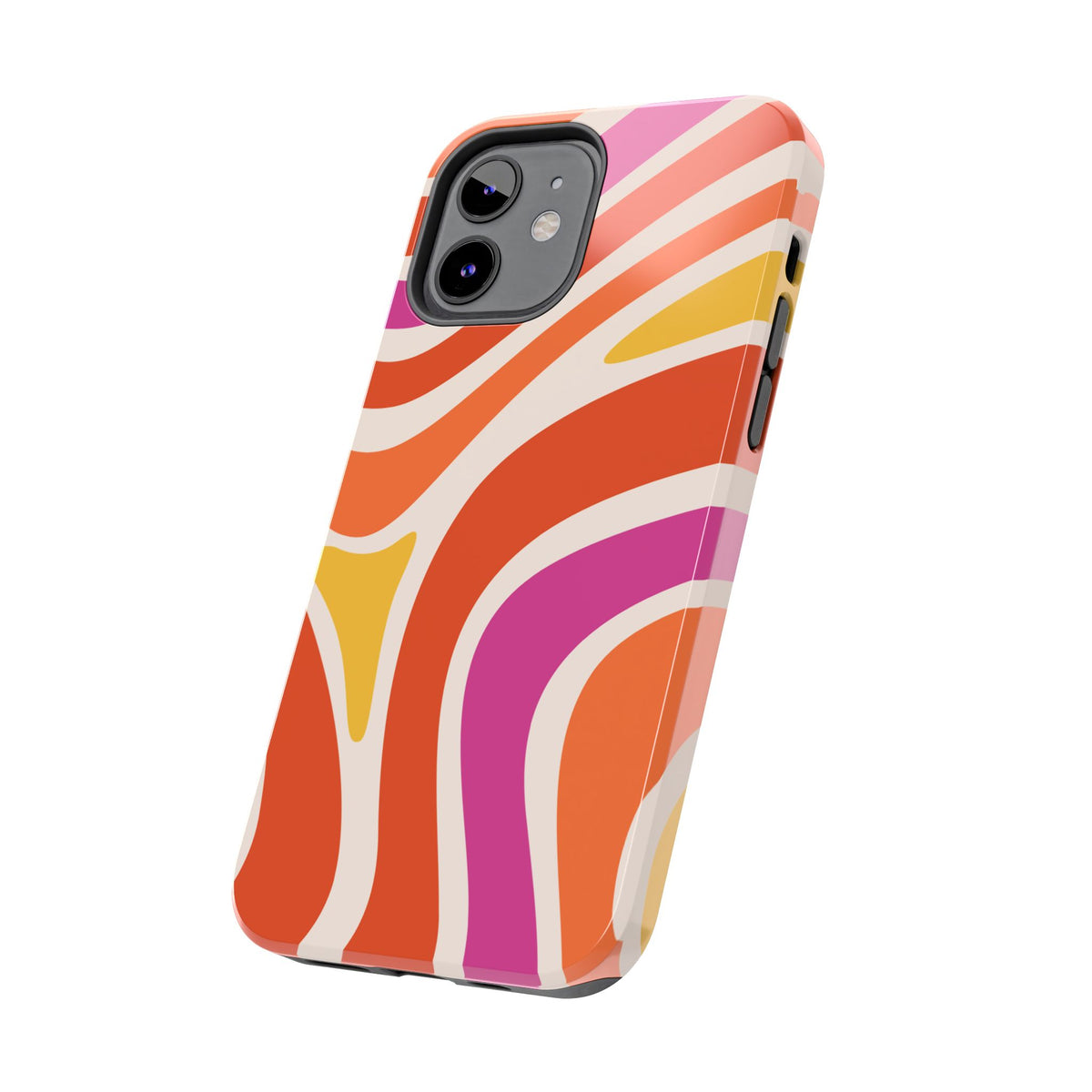 Retro Wave Tough Phone Case – Bright Abstract Orange, Pink & Yellow Protection