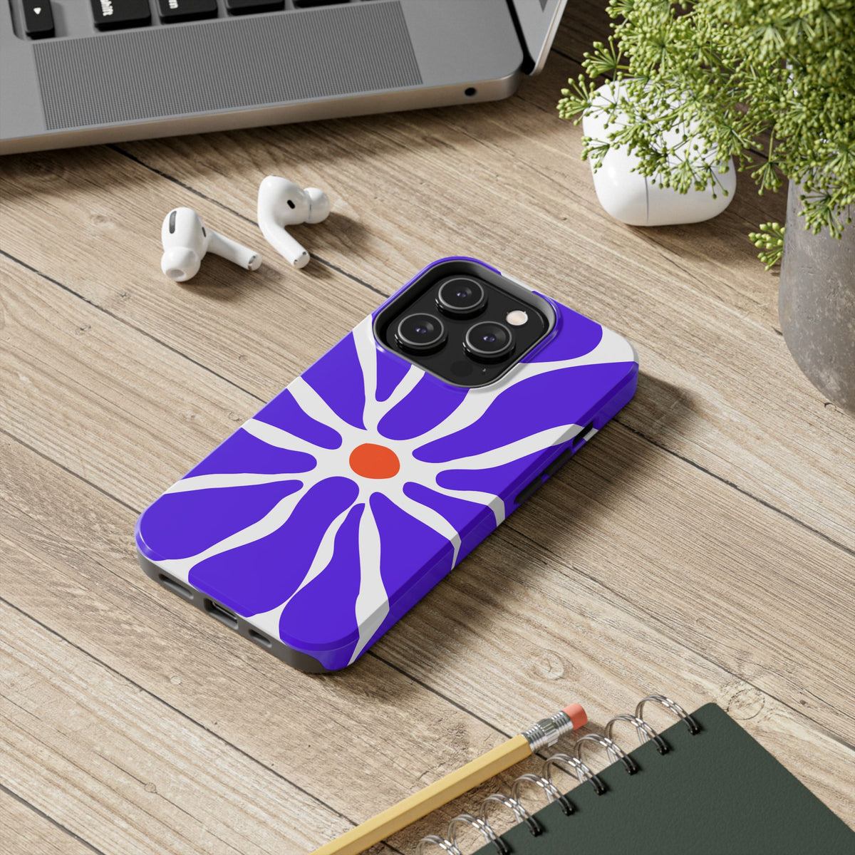 Bold Purple Daisy Tough Phone Case — Protective Floral iPhone Cover