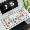 Floral Rows Desk Mat — Colorful Retro Flower Pattern Mouse Pad