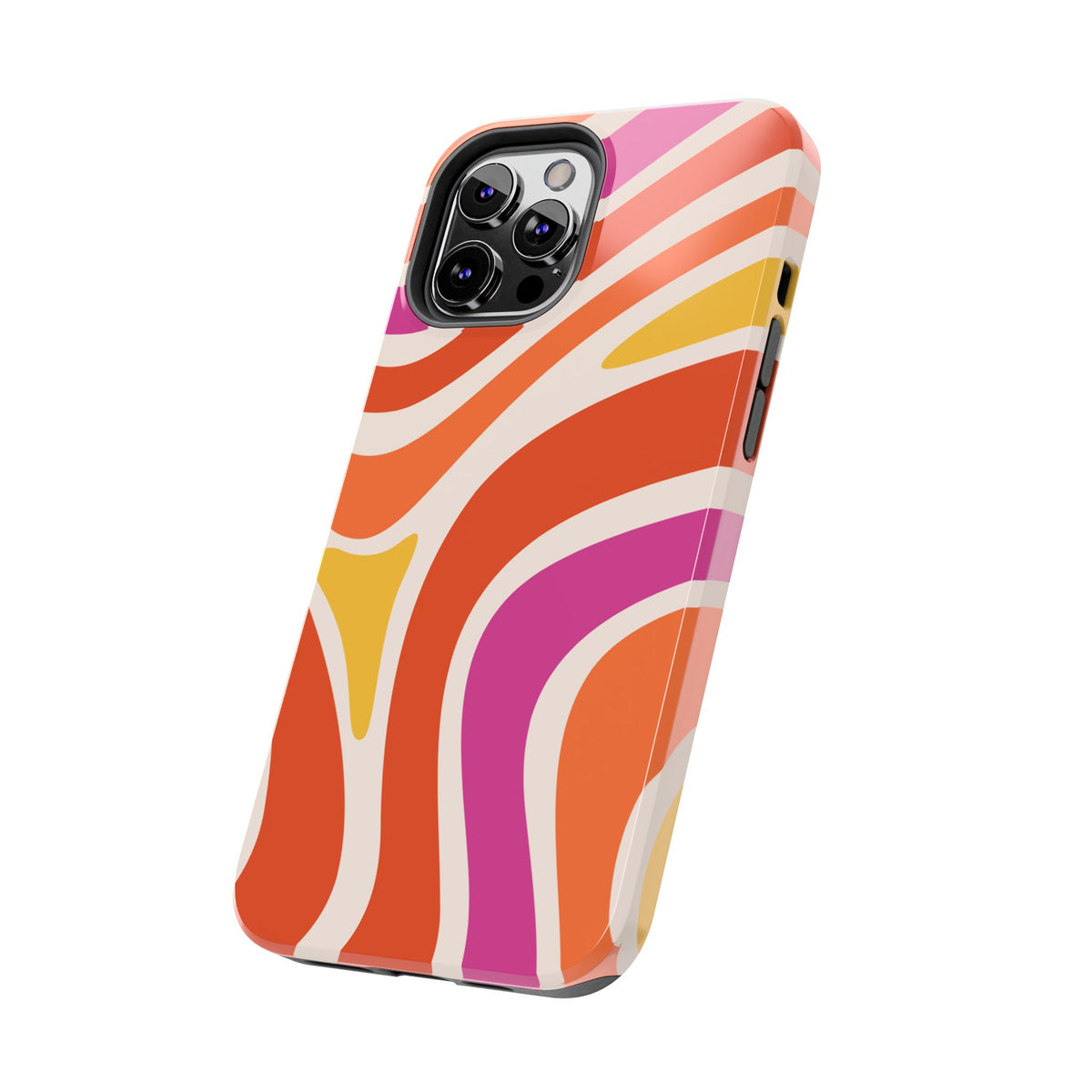 Retro Wave Tough Phone Case – Bright Abstract Orange, Pink & Yellow Protection