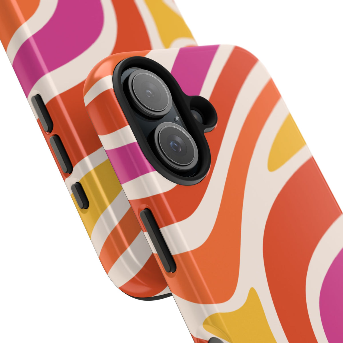 Retro Wave Tough Phone Case – Bright Abstract Orange, Pink & Yellow Protection