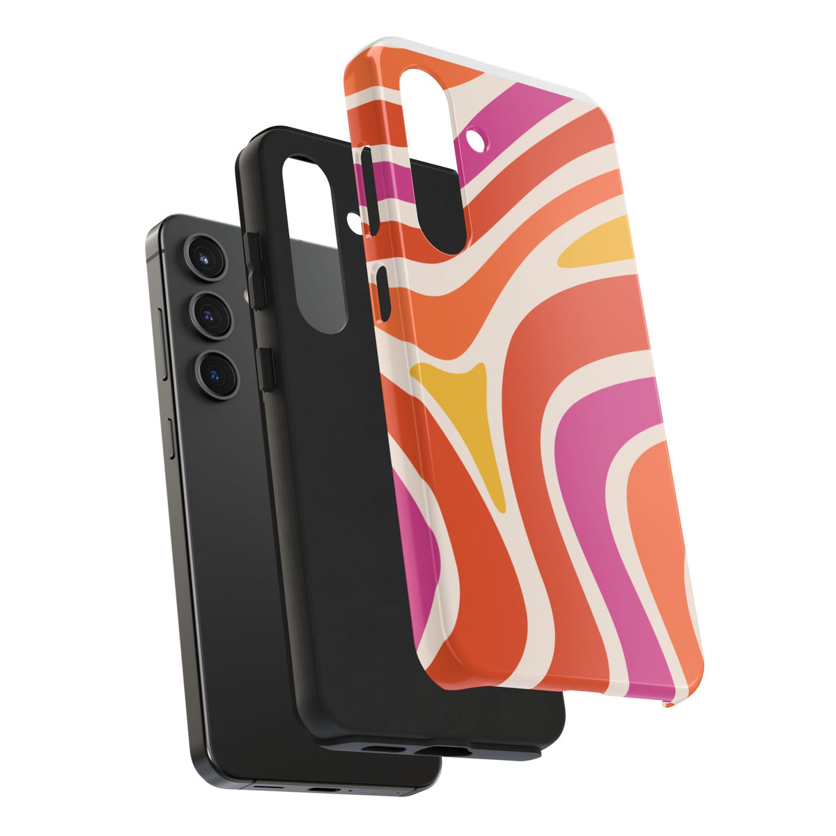 Retro Wave Tough Phone Case – Bright Abstract Orange, Pink & Yellow Protection