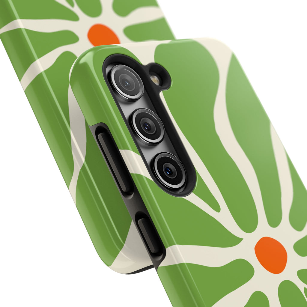 Green Daisy Tough Phone Case — Floral Protective Phone Cover