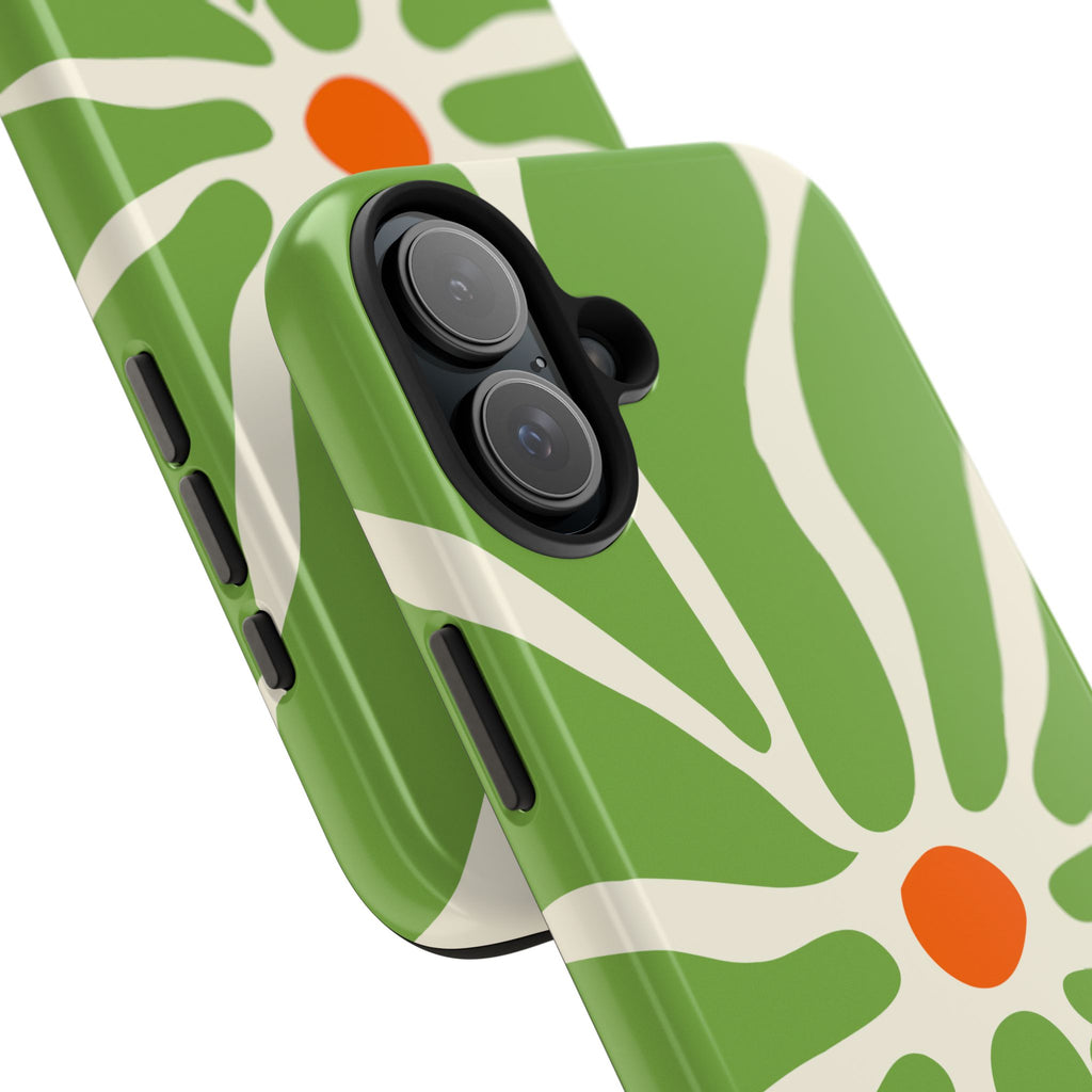 Green Daisy Tough Phone Case — Floral Protective Phone Cover