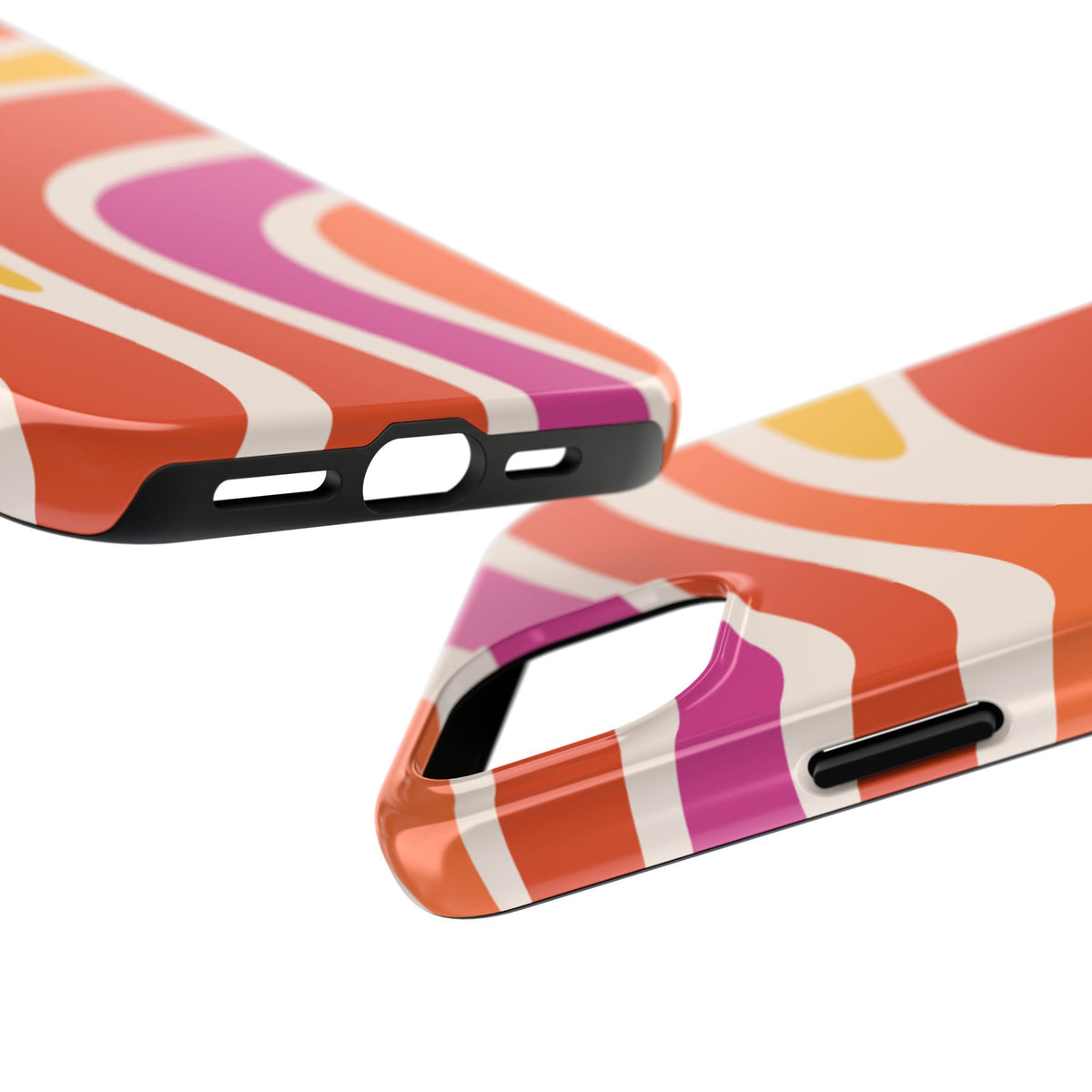 Retro Wave Tough Phone Case – Bright Abstract Orange, Pink & Yellow Protection