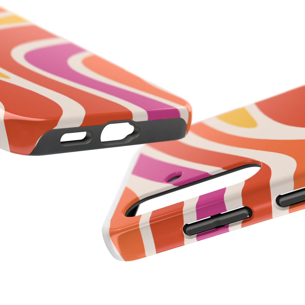 Retro Wave Tough Phone Case – Bright Abstract Orange, Pink & Yellow Protection