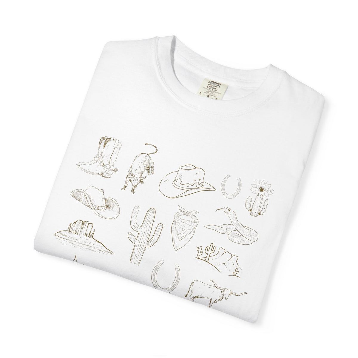 Desert Wildlife Sketch T-Shirt — Hand-Drawn Cactus & Animals Tee
