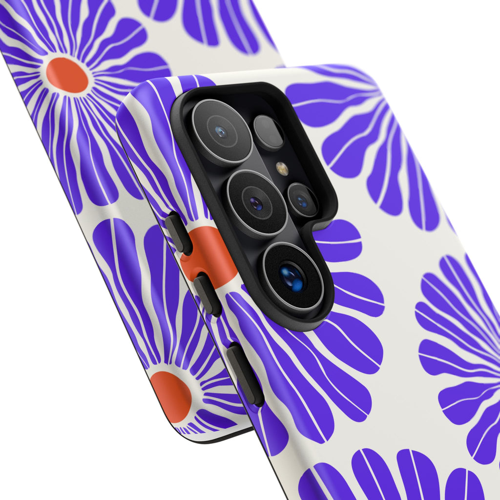 Purple Daisy Tough Phone Case — Bold Floral Protective Cover