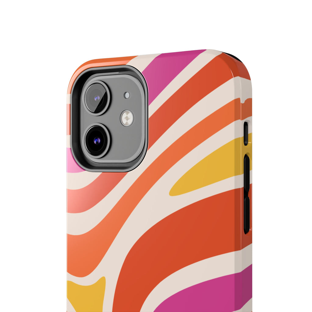 Retro Wave Tough Phone Case – Bright Abstract Orange, Pink & Yellow Protection
