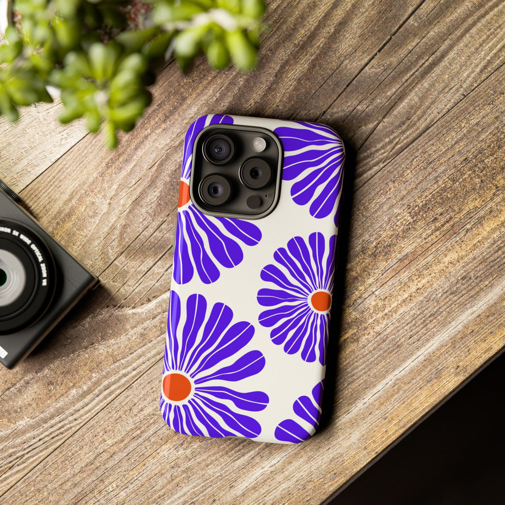 Purple Daisy Tough Phone Case — Bold Floral Protective Cover